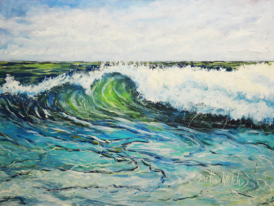 "Day at the Beach" Original painting 30"x40" Seascape