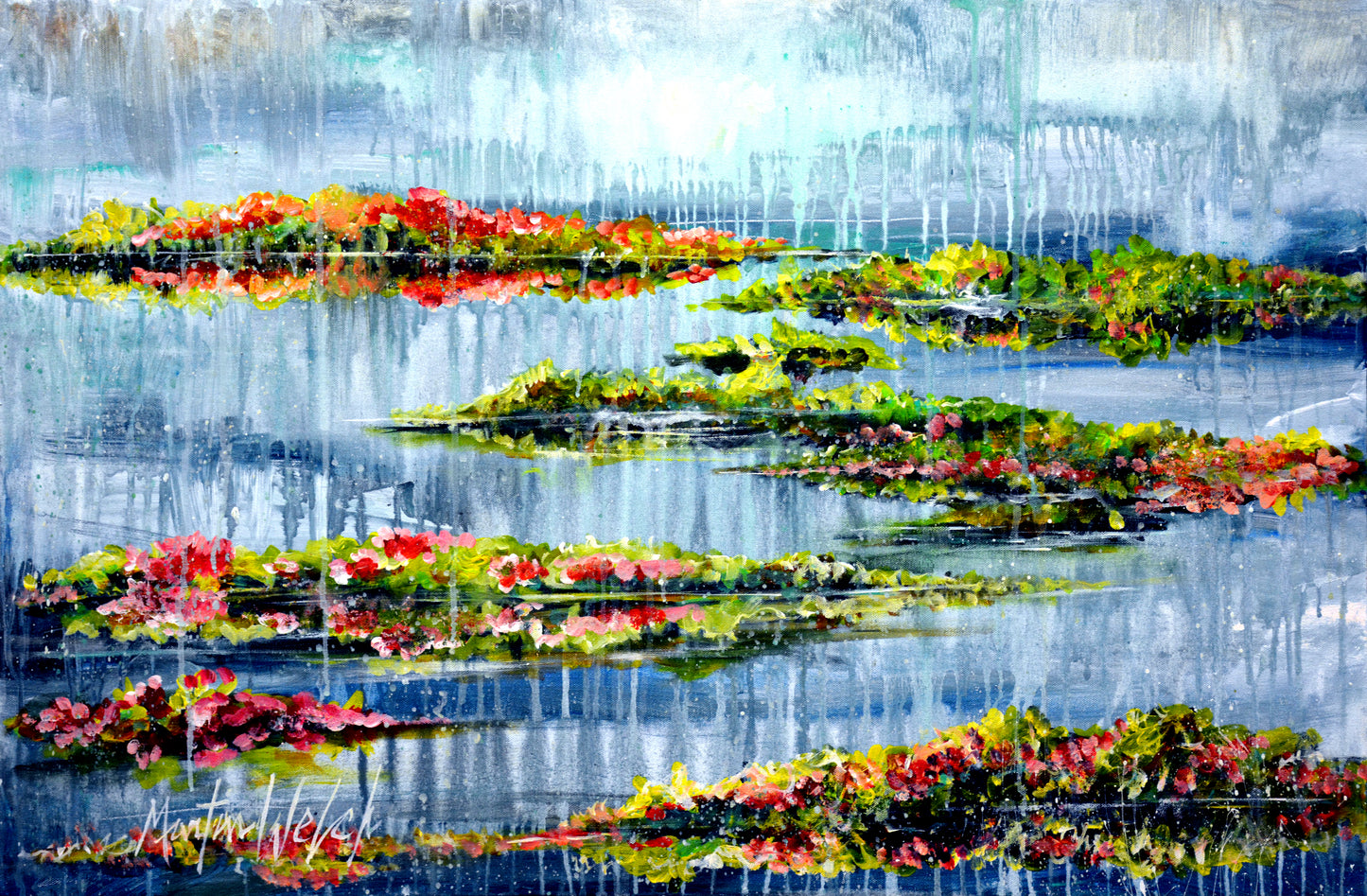 "Tipo" Original Painting with Water Lilies 24x36