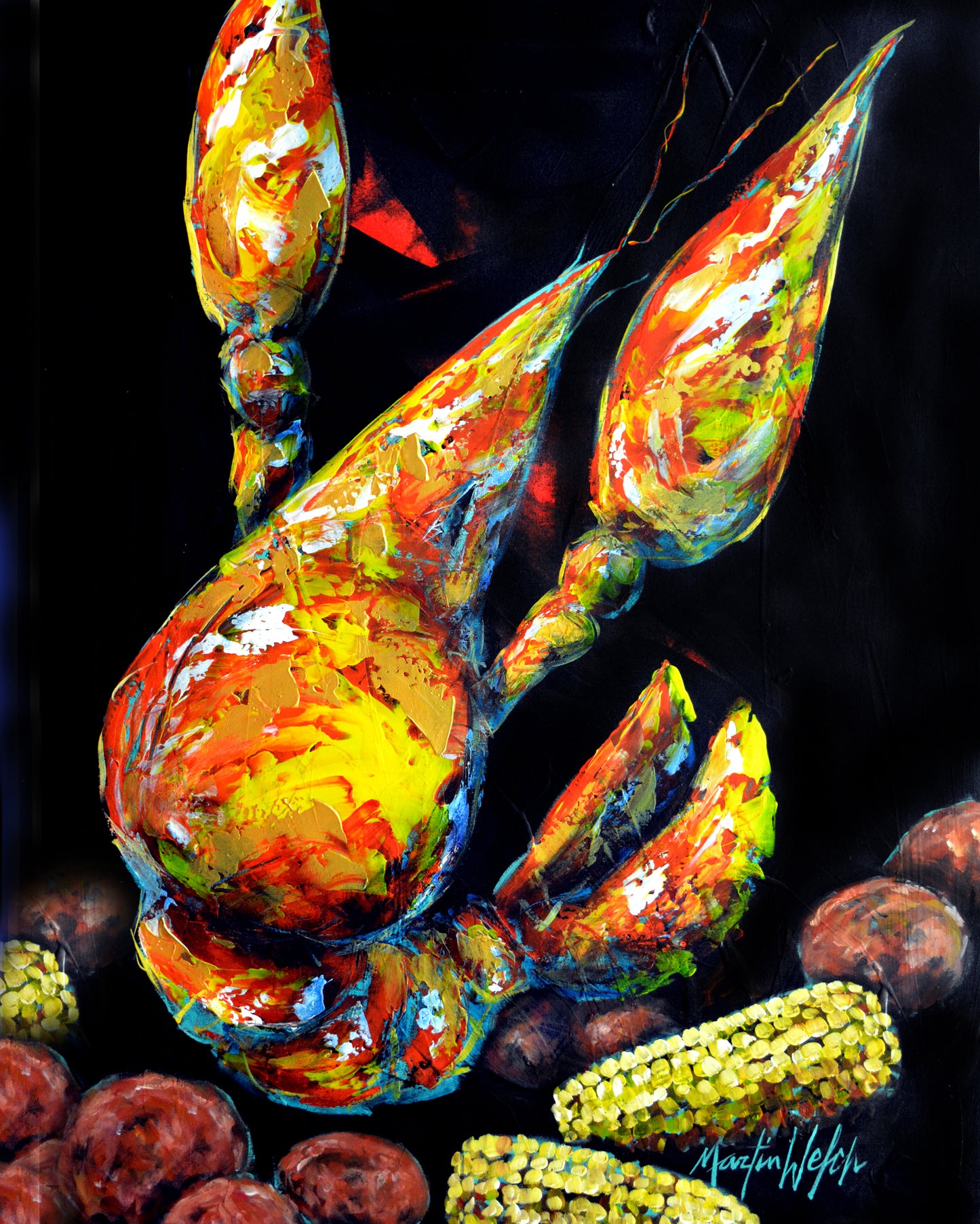 Boiling Pot - Crawfish, Corn, Potatoes - 11"x14" Print
