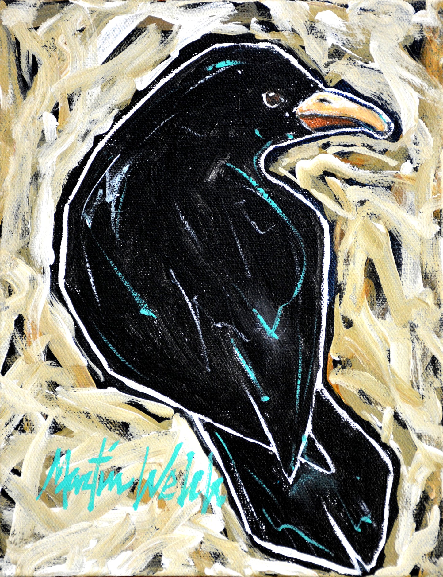 "Doc" Original Painting of a Black Bird 8x10