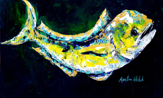 "Dorado Green" Original Painting of a Dolphin/Mahi Mahi fish 36x60
