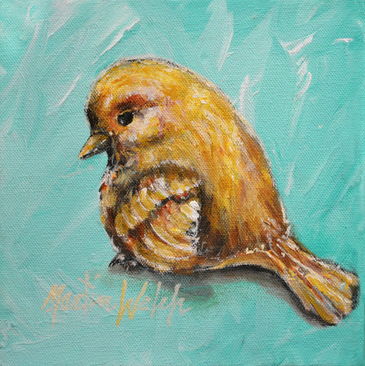"Lil Bit" Original painting of a small bird - 8x8