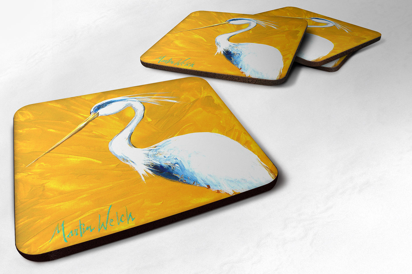 Buy this Bird - Blue Heron Col Mustard Foam Coaster Set of 4