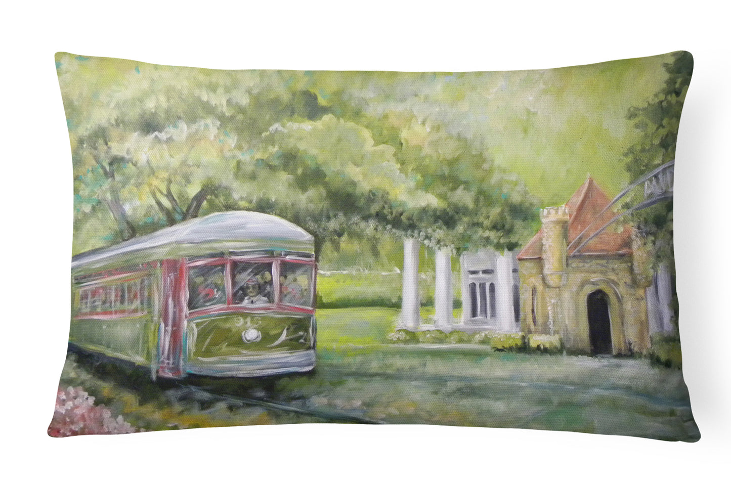 Buy this Next Stop Audobon Park Streetcar Canvas Fabric Decorative Pillow