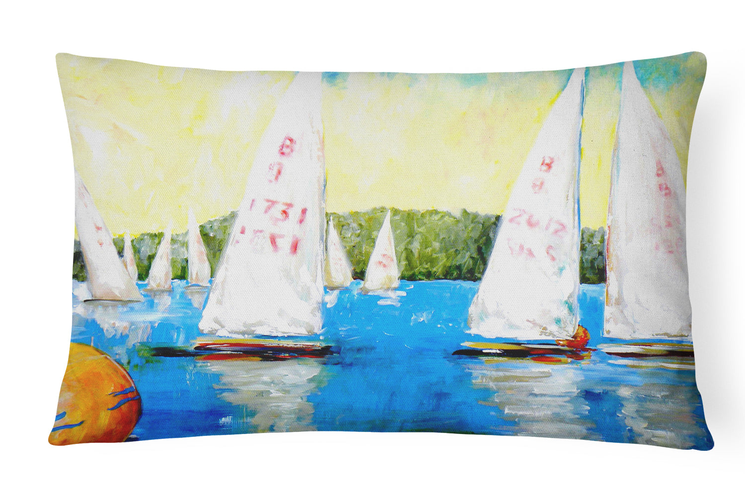 Buy this Sailboats Round the Mark Canvas Fabric Decorative Pillow
