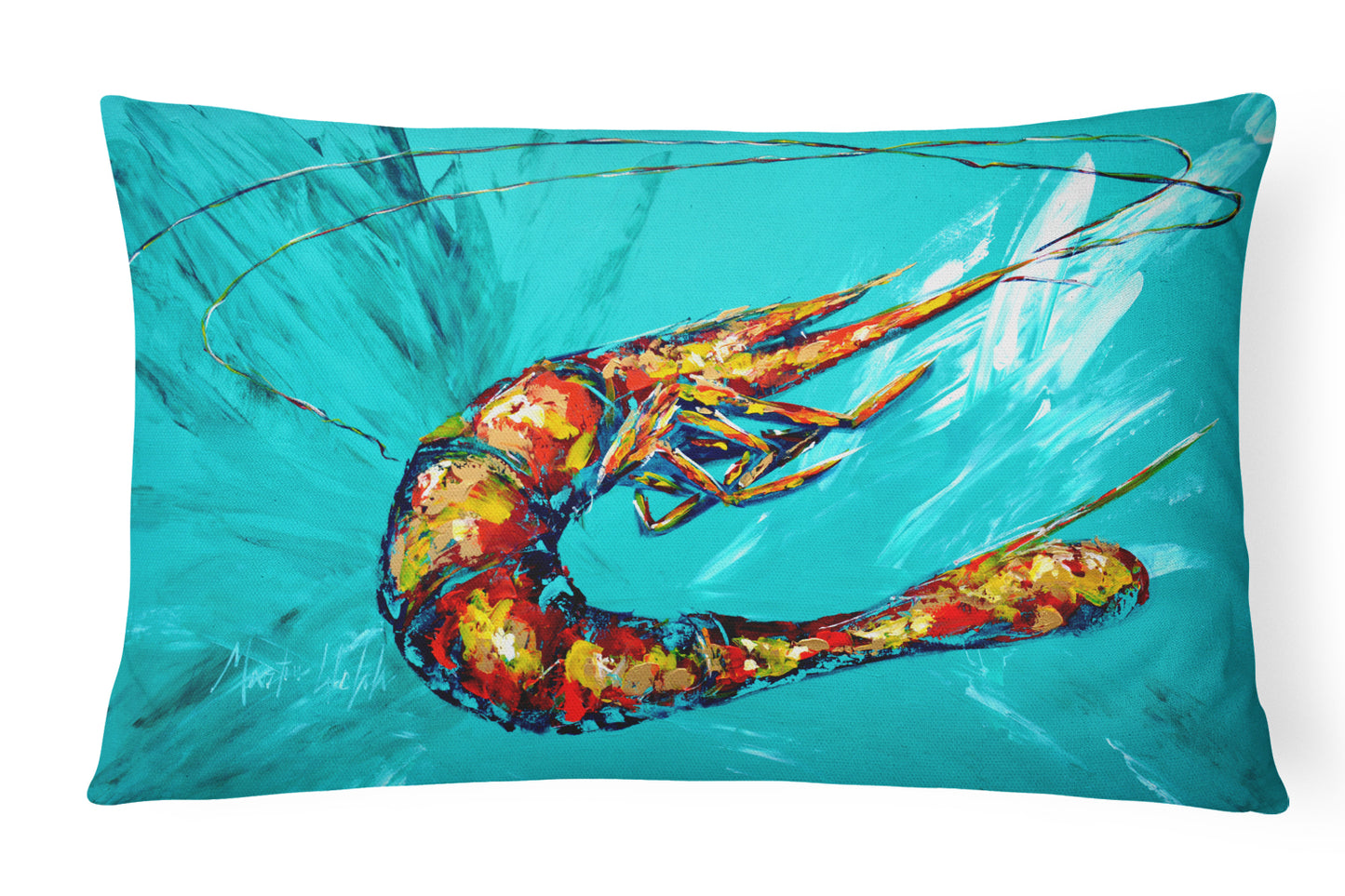 Buy this Shrimp Teal Shrimp Canvas Fabric Decorative Pillow