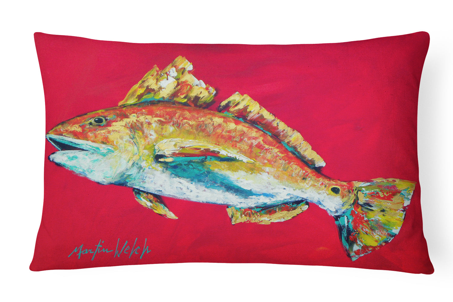 Buy this Fish - Red Fish Woo Hoo Canvas Fabric Decorative Pillow