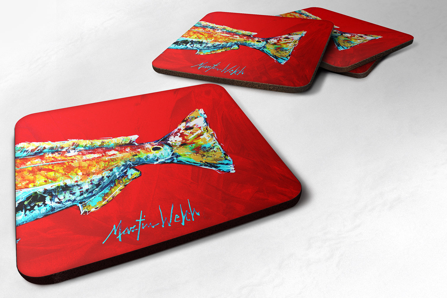 Buy this Red Fish Alphonzo Tail Foam Coaster Set of 4