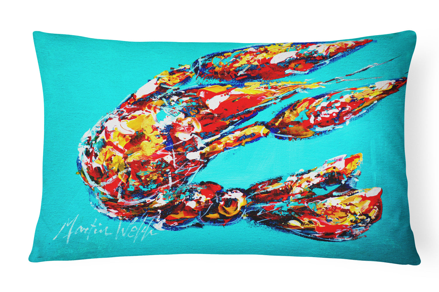 Buy this Lucy the Crawfish in blue Canvas Fabric Decorative Pillow