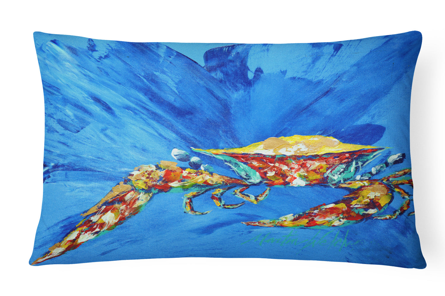 Buy this Big Spash Crab in blue Canvas Fabric Decorative Pillow