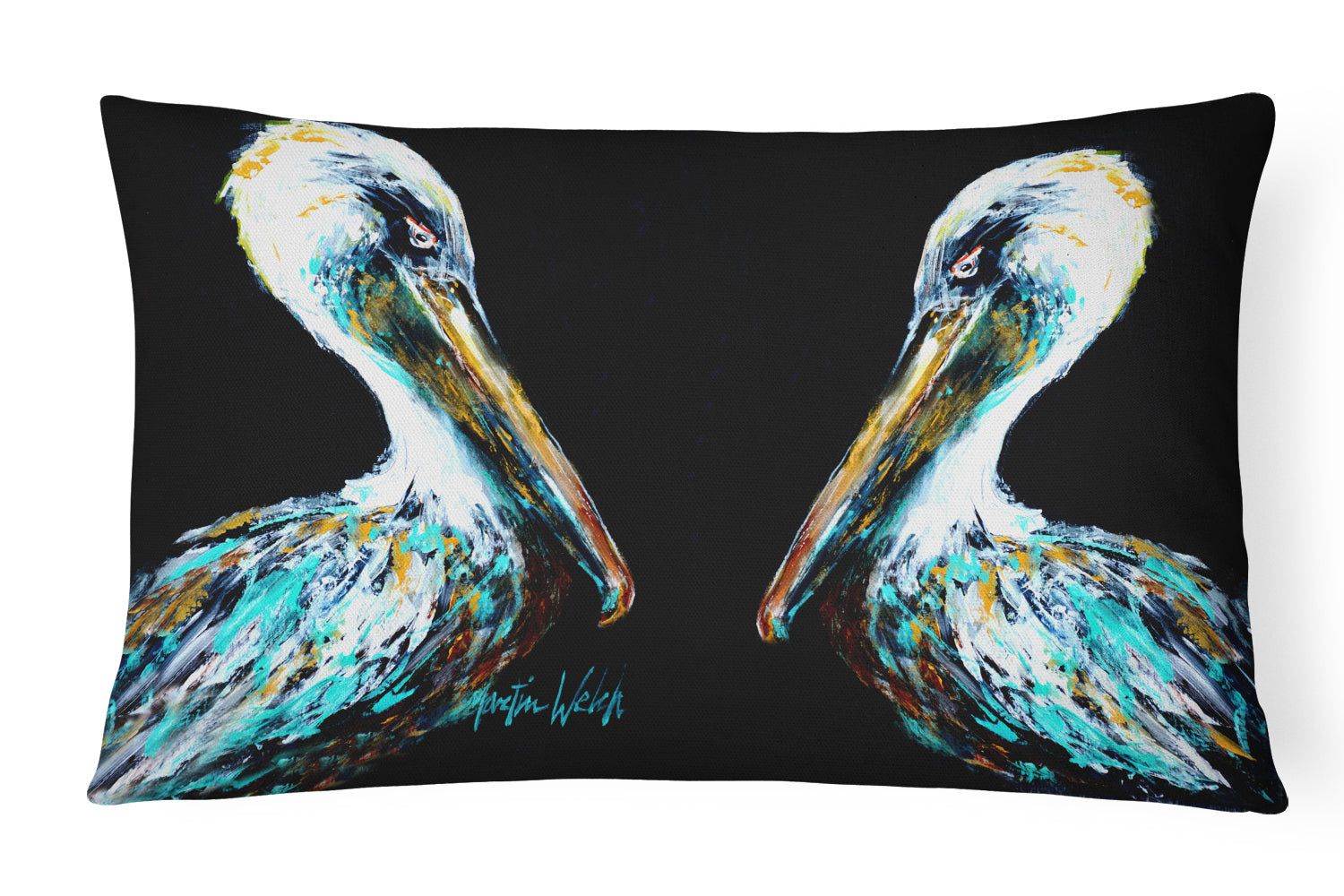 Buy this Dressed in Black Pelican Canvas Fabric Decorative Pillow