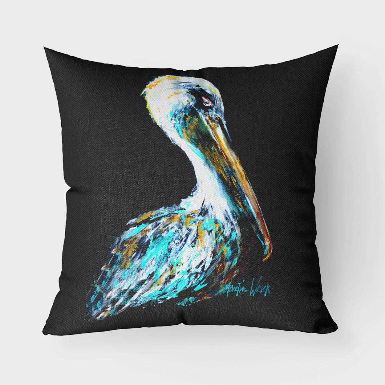 Buy this Dressed in Black Pelican Fabric Decorative Pillow