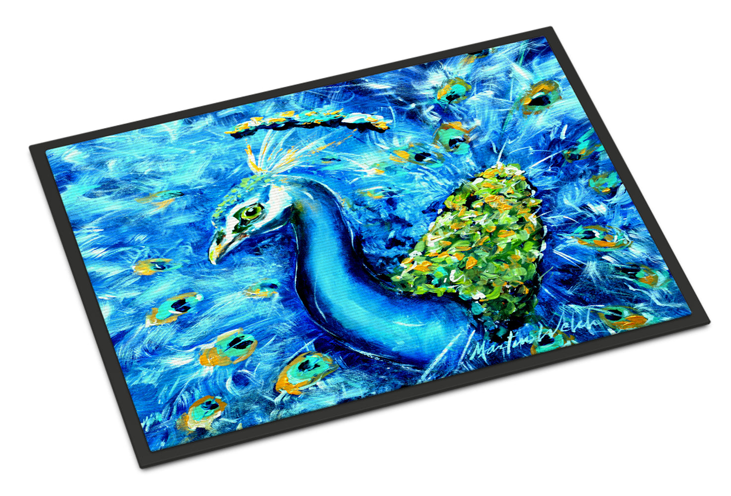 Buy this Peacock Straight Up in Blue Indoor or Outdoor Mat 18x27