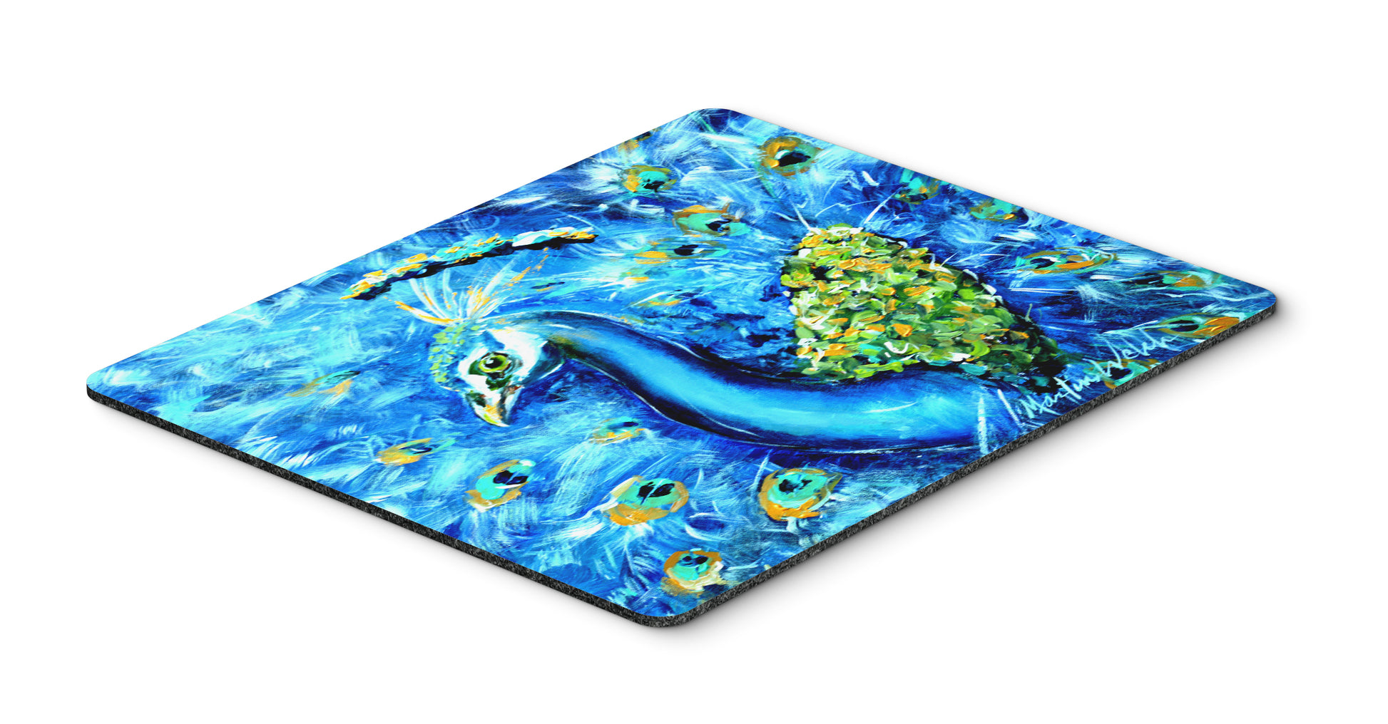 Buy this Peacock Straight Up in Blue Mouse Pad, Hot Pad or Trivet