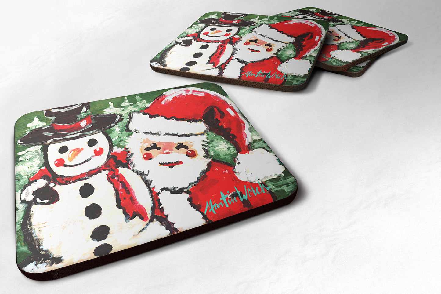 Buy this Friends Snowman and Santa Claus Foam Coaster Set of 4