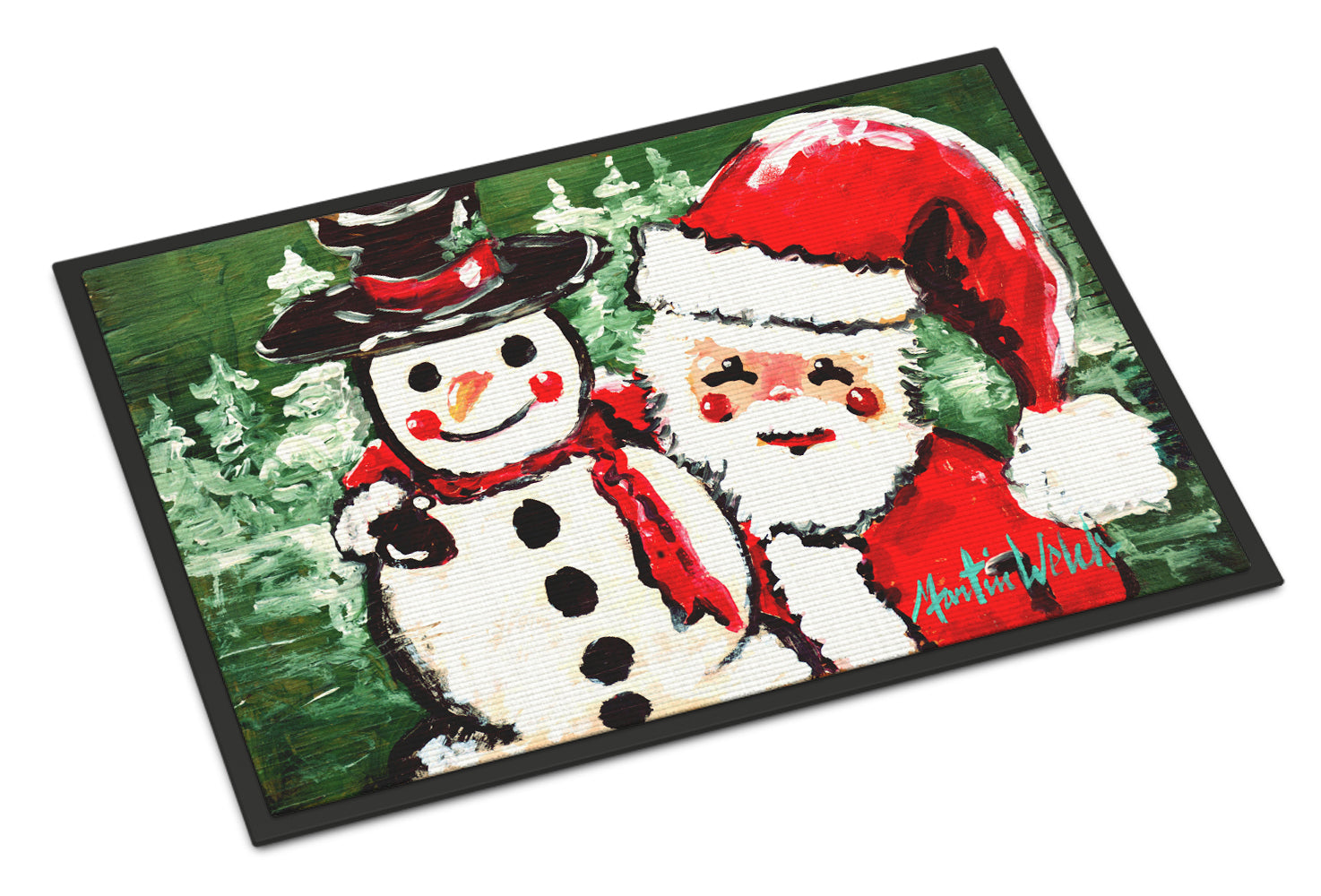 Buy this Friends Snowman and Santa Claus Indoor or Outdoor Mat 18x27