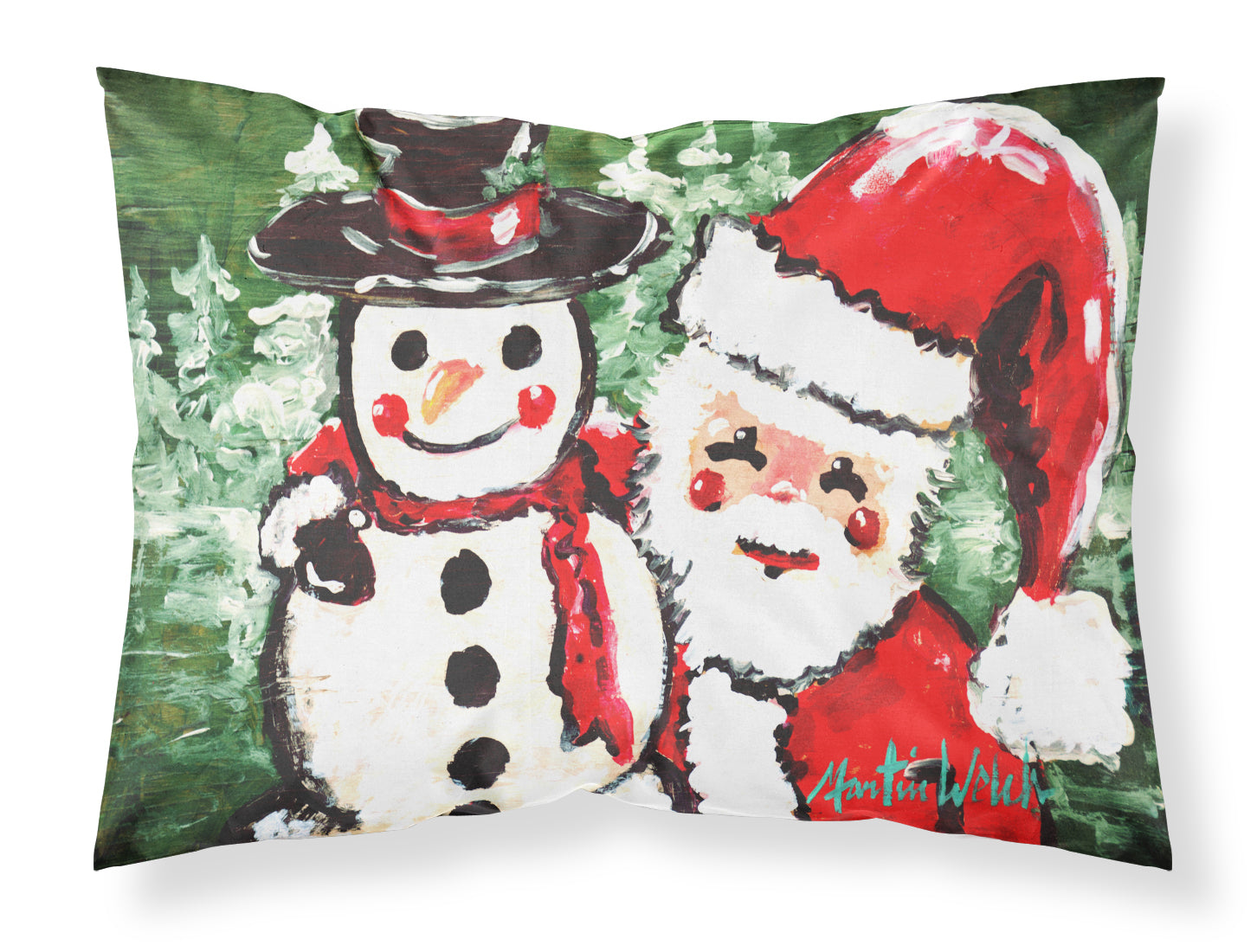 Buy this Friends Snowman and Santa Claus Fabric Standard Pillowcase