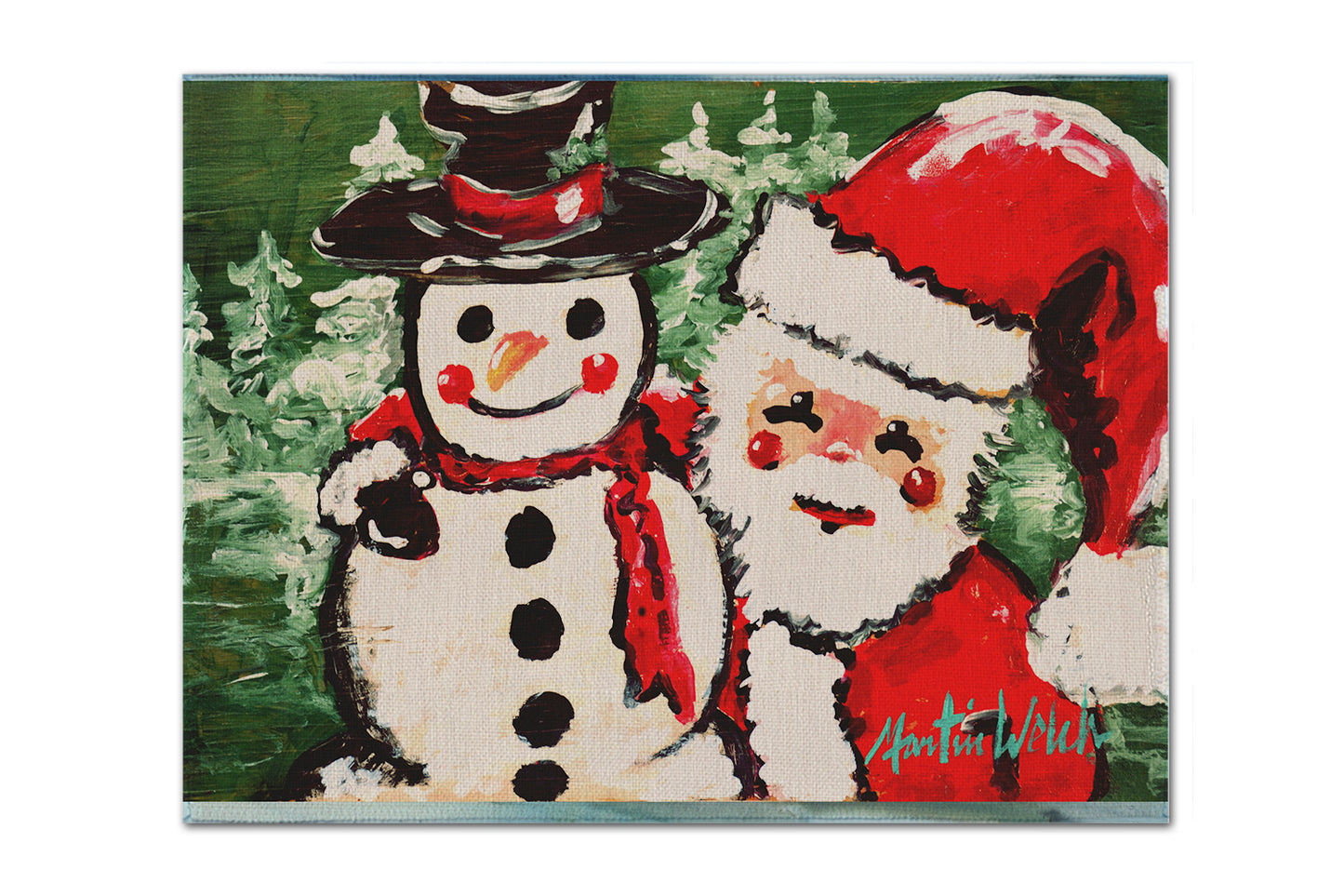 Buy this Friends Snowman and Santa Claus Fabric Placemat