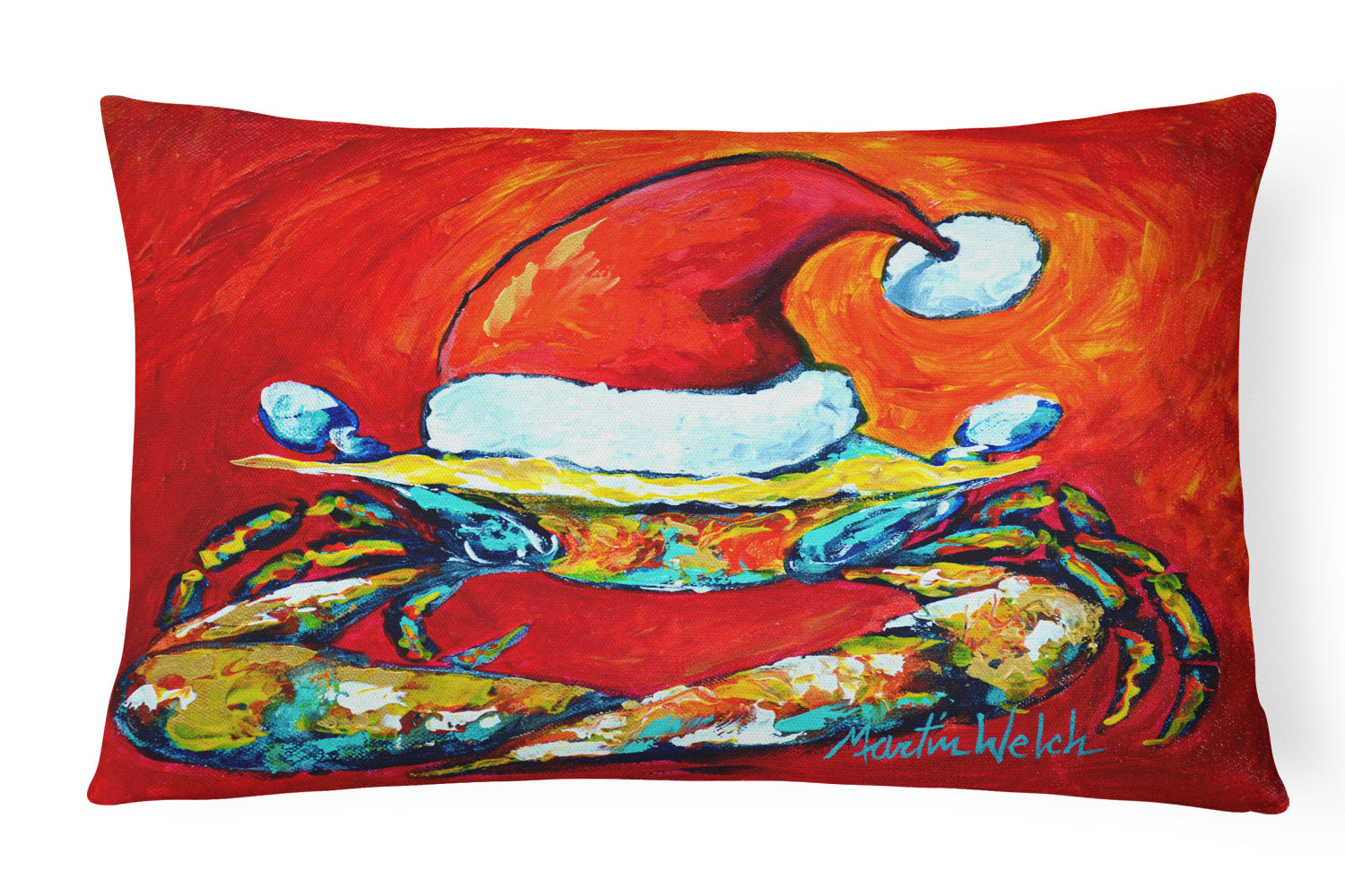 Buy this Crab in Santa Hat Santa Claws Canvas Fabric Decorative Pillow