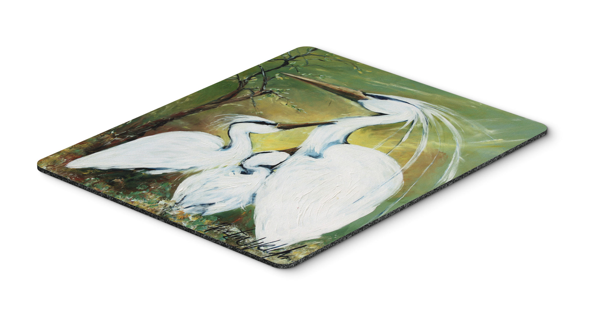 Buy this Blessing at Feeding Time Egret Family Mouse Pad, Hot Pad or Trivet