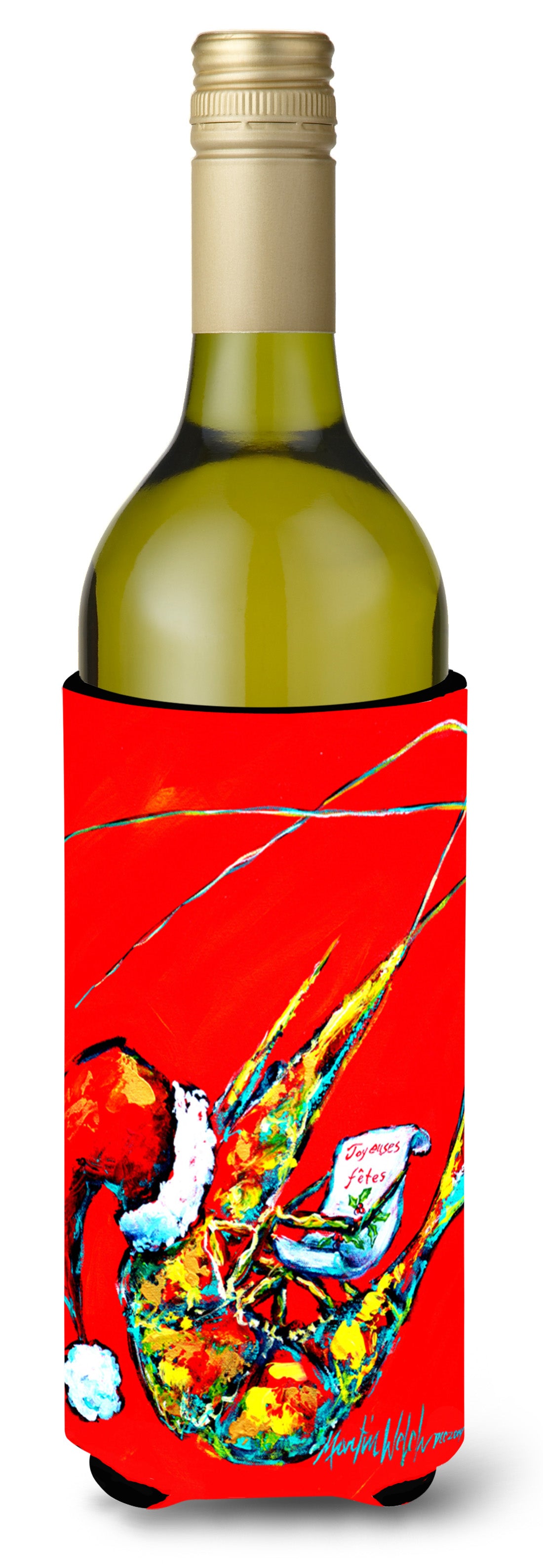Buy this Happy Holidays Shrimp Wine Bottle Hugger