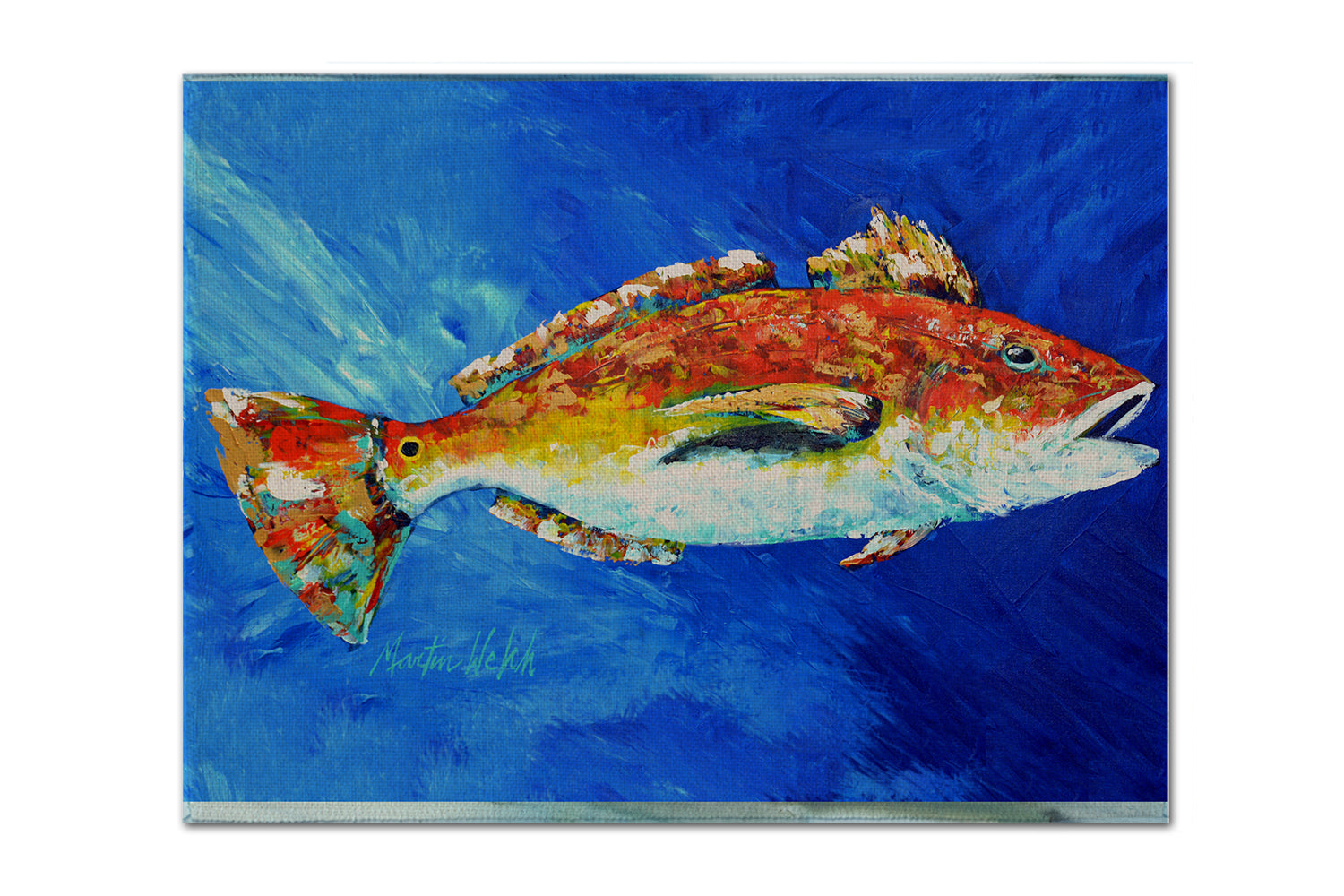 Buy this Red Fish White Spin Fabric Placemat