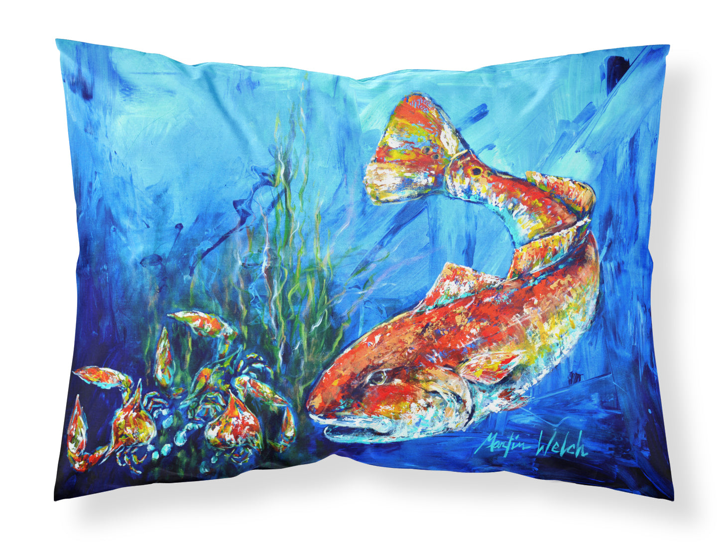 Buy this Scattered Red Fish Fabric Standard Pillowcase