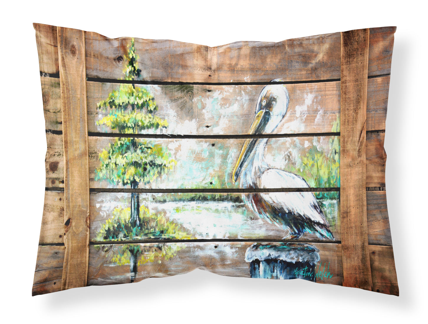 Buy this Summer by the Lake White Pelican Fabric Standard Pillowcase