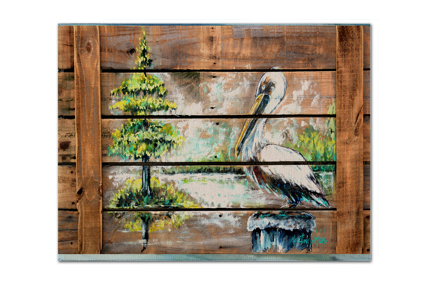 Buy this Summer by the Lake White Pelican Fabric Placemat