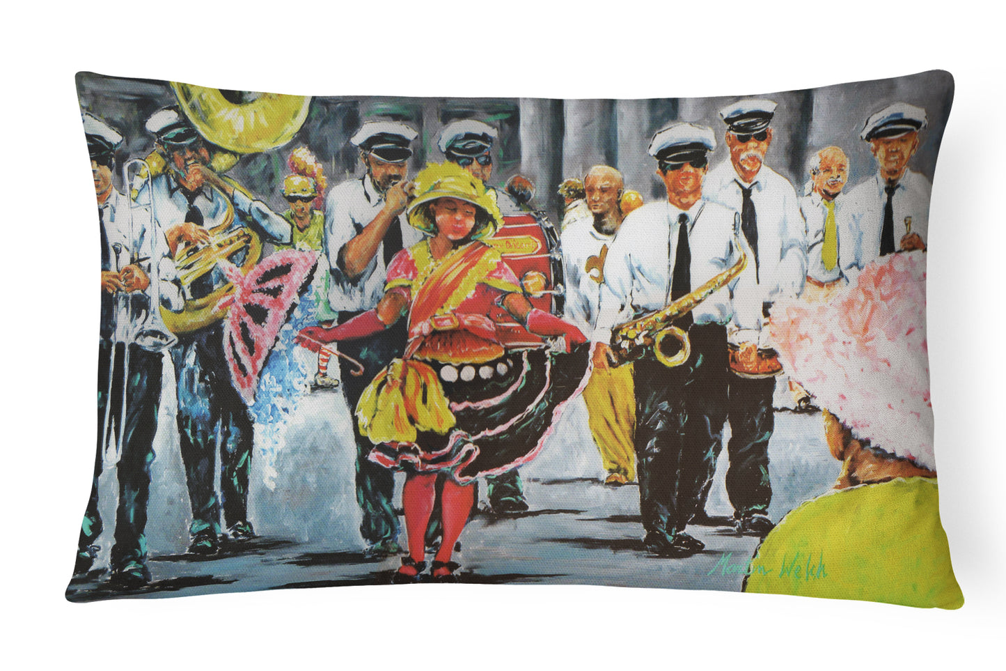 Buy this Dancing in the Streets Mardi Gras Canvas Fabric Decorative Pillow