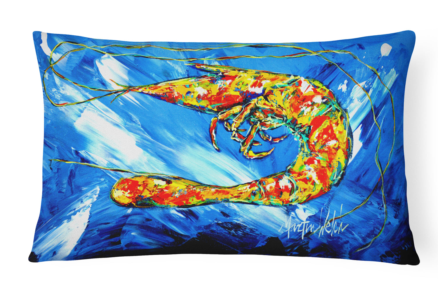 Buy this Ice Blue Shrimp Canvas Fabric Decorative Pillow
