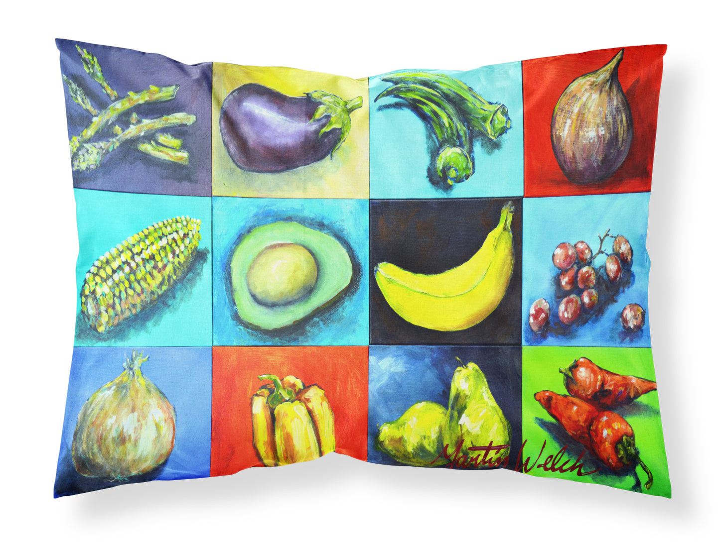 Buy this Mixed Fruits and Vegetables Fabric Standard Pillowcase