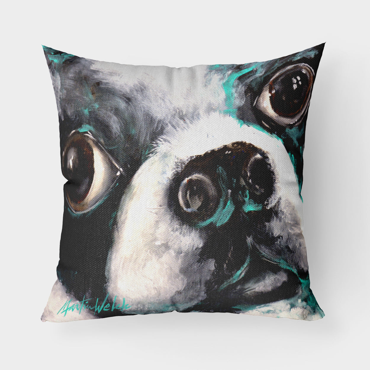 Buy this Boston Terrier Jake Pretty Please Fabric Decorative Pillow