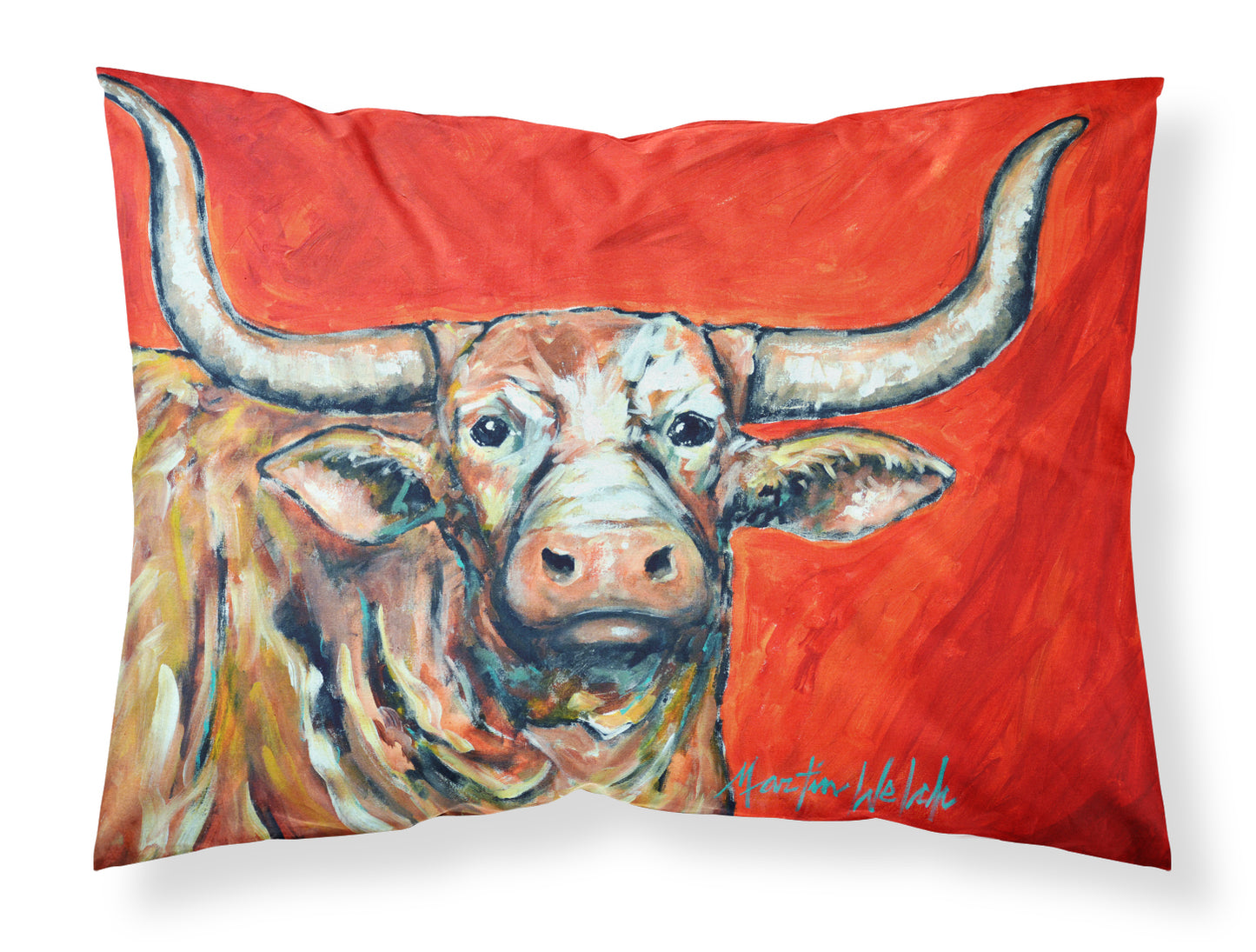 Buy this See Red Longhorn Cow Fabric Standard Pillowcase