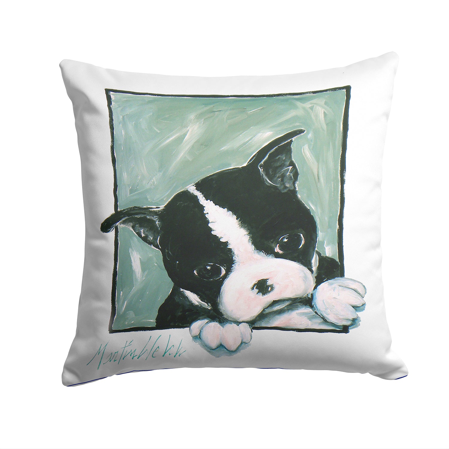 Buy this Boston Terrier Don't Leave Me Fabric Decorative Pillow