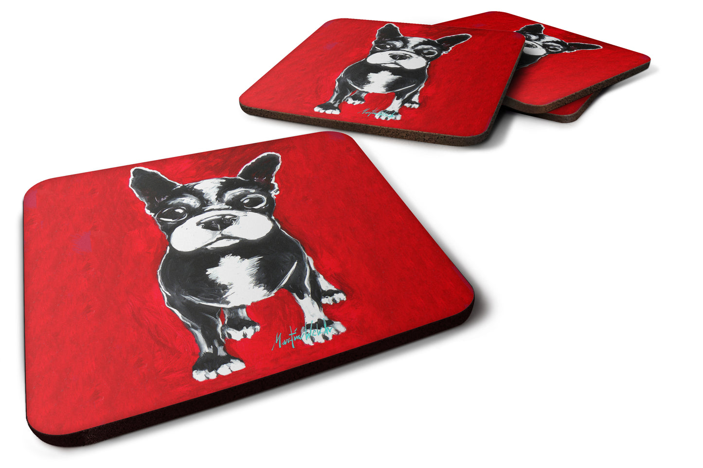 Buy this Boston Terrier Runt Foam Coaster Set of 4