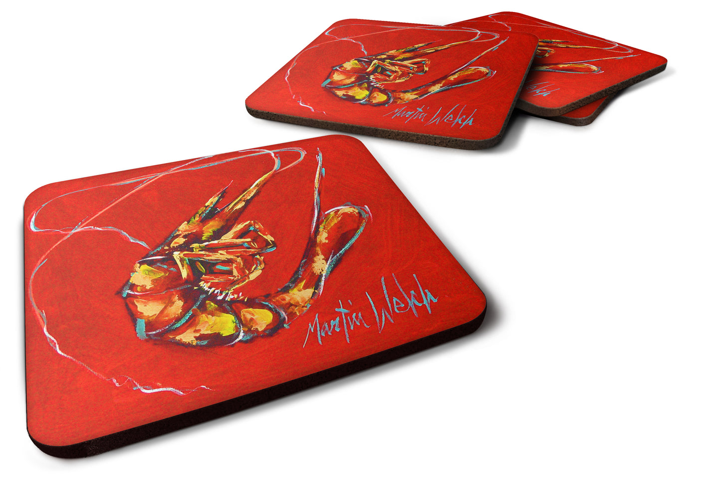 Buy this Red Shrimp Foam Coaster Set of 4