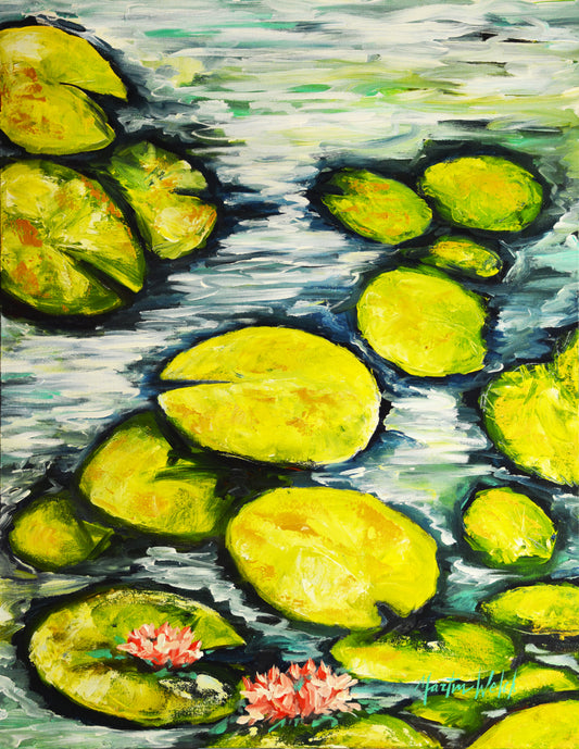 "Mississippi Lillies" Original Painting of water lilies 30x40
