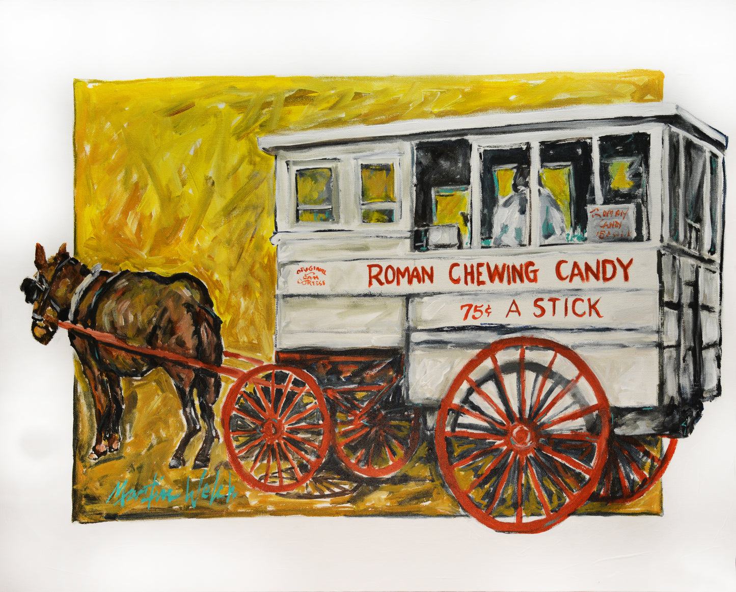 "Roman Candy" 24"x30" Original Painting of Roman Candy Wagon